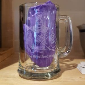 Glasses, Beer Mug (etched) Westford Knight