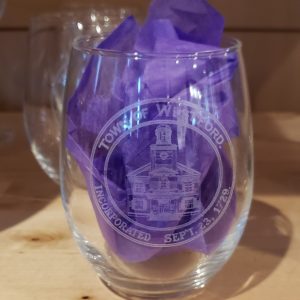 Glasses, Stemless Wine (etched) Town of Westford